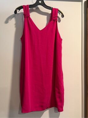 Adrienne Vittadini Fuchsia Knot-Shoulder Sleeveless Dress